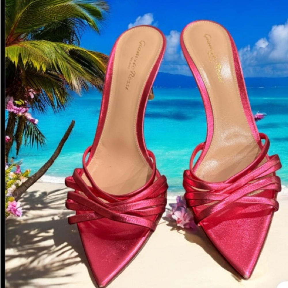 Gianvito Rossi metallic pink leather sandals size 8.5/38.5